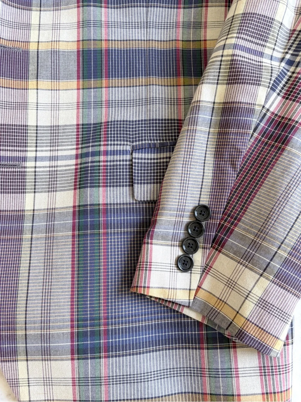 J. Crew Ludlow Multicolor Plaid Blazer with Black Satin Lapel